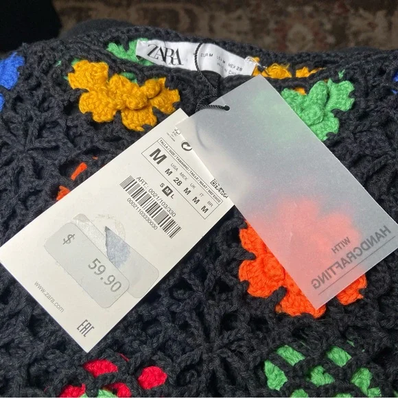 Colorful Crochet Floral Tank Top Granny Square Boho Festival Y2K Medium NWT - Picture 4 of 5